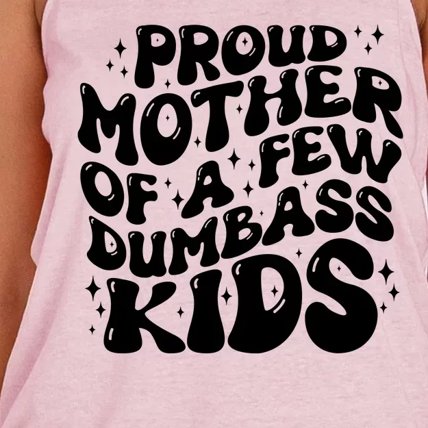 Funny Retro Proud Mother Of A Few Dumbass Kids Mothers Day Women's Knotted Racerback Tank