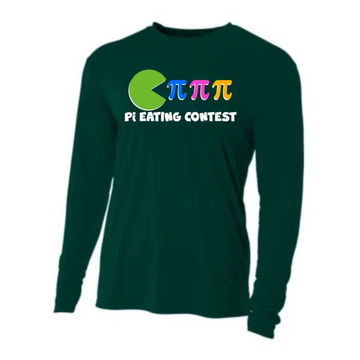 Funny Retro Pi Day 314 Pi Eating Contest Video Game Cooling Performance Long Sleeve Crew