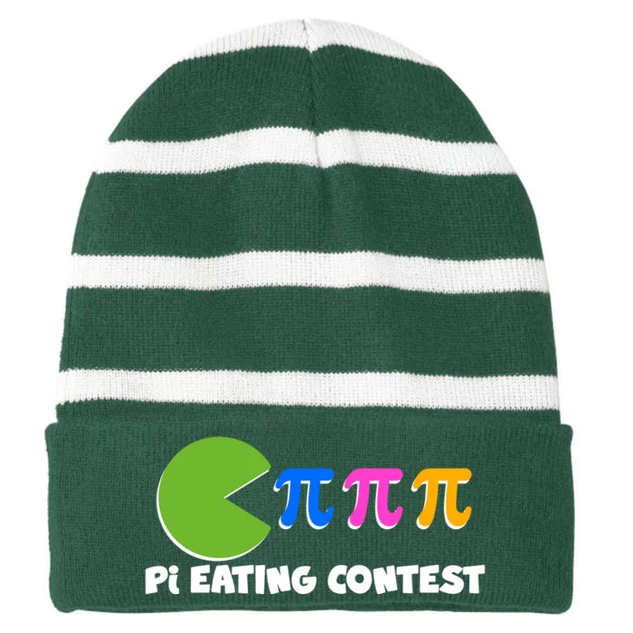 Funny Retro Pi Day 314 Pi Eating Contest Video Game Striped Beanie with Solid Band