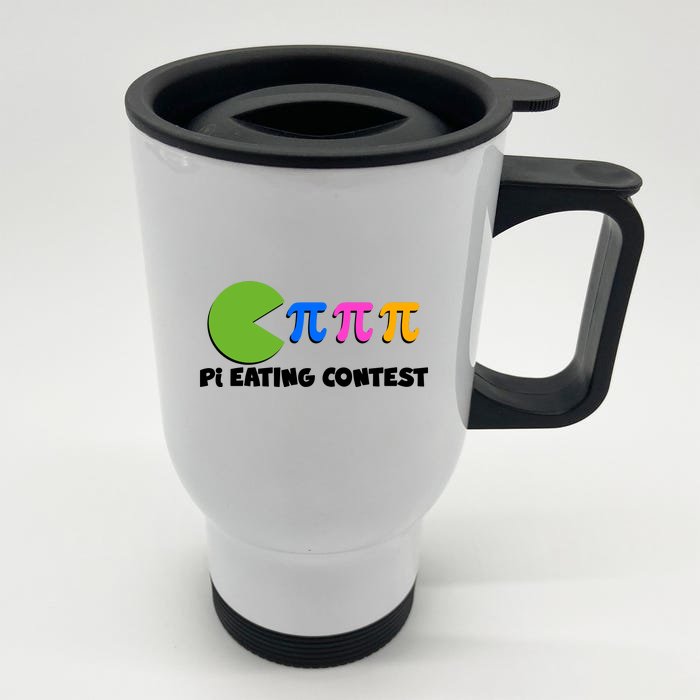 Funny Retro Pi Day 314 Pi Eating Contest Video Game Front & Back Stainless Steel Travel Mug