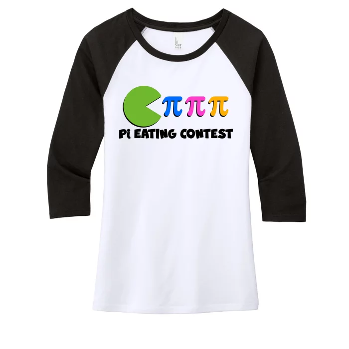 Funny Retro Pi Day 314 Pi Eating Contest Video Game Women's Tri-Blend 3/4-Sleeve Raglan Shirt