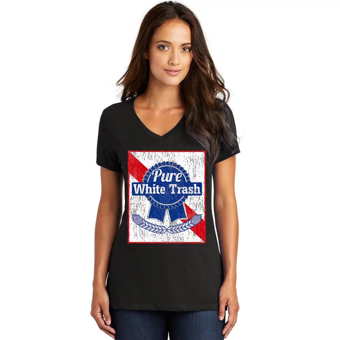 Funny Redneck Pure White Trash Women's V-Neck T-Shirt