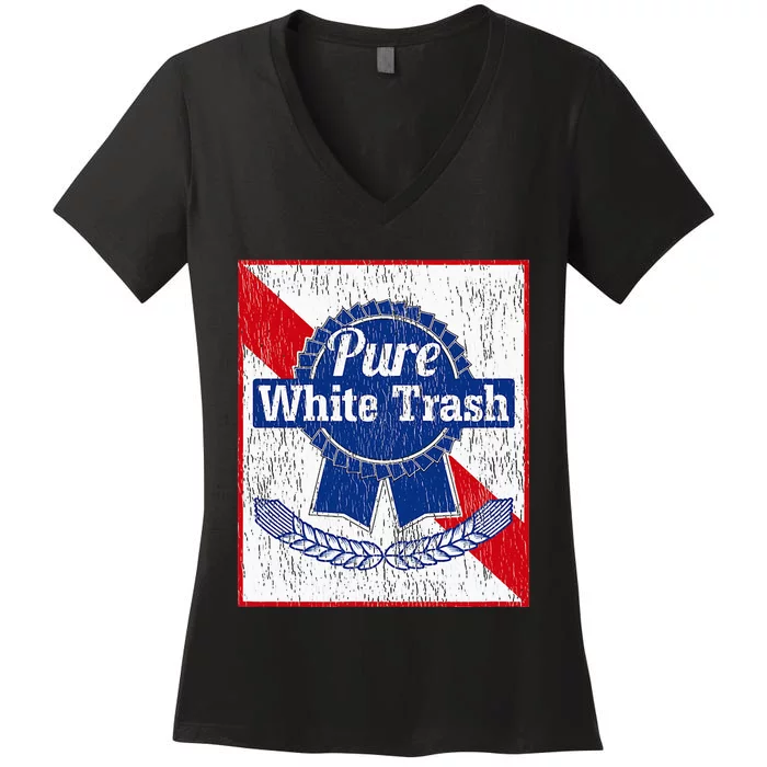 Funny Redneck Pure White Trash Women's V-Neck T-Shirt