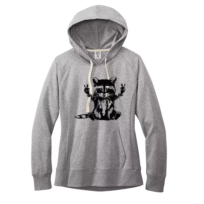 Funny Racoon Peace Sign Trashed Racoon Panda Lovers Gift Women's Fleece Hoodie