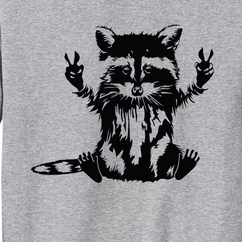 Funny Racoon Peace Sign Trashed Racoon Panda Lovers Gift Tall Sweatshirt