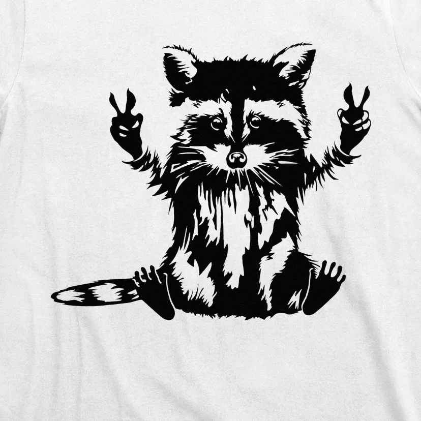 Funny Racoon Peace Sign Trashed Racoon Panda Lovers Gift T-Shirt