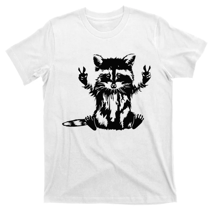 Funny Racoon Peace Sign Trashed Racoon Panda Lovers Gift T-Shirt