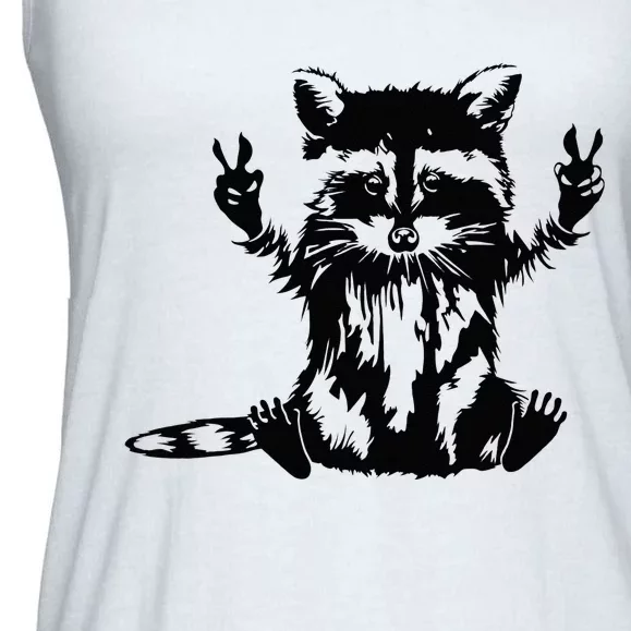 Funny Racoon Peace Sign Trashed Racoon Panda Lovers Gift Ladies Essential Flowy Tank