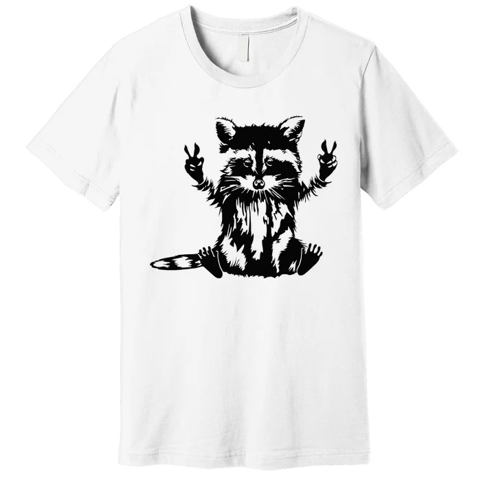 Funny Racoon Peace Sign Trashed Racoon Panda Lovers Gift Premium T-Shirt