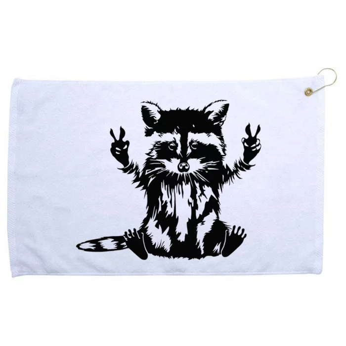 Funny Racoon Peace Sign Trashed Racoon Panda Lovers Gift Grommeted Golf Towel