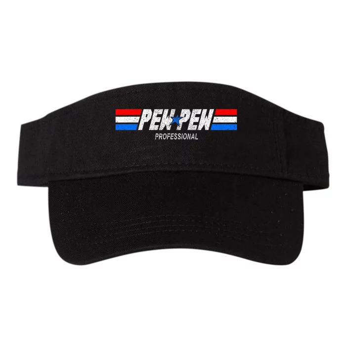 Funny Retro Pew Pew Professional Veteran Patriotic Valucap Bio-Washed Visor