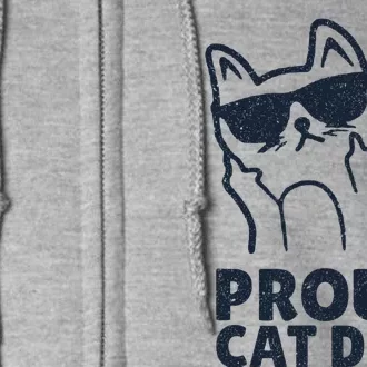 Funny Retro Proud Cat Dad Showing The Finger For Cat Lovers Full Zip Hoodie