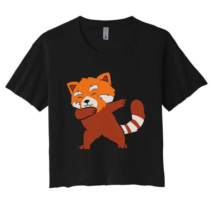 Funny Red Panda Lover Red Panda Dabbing Women's Crop Top Tee