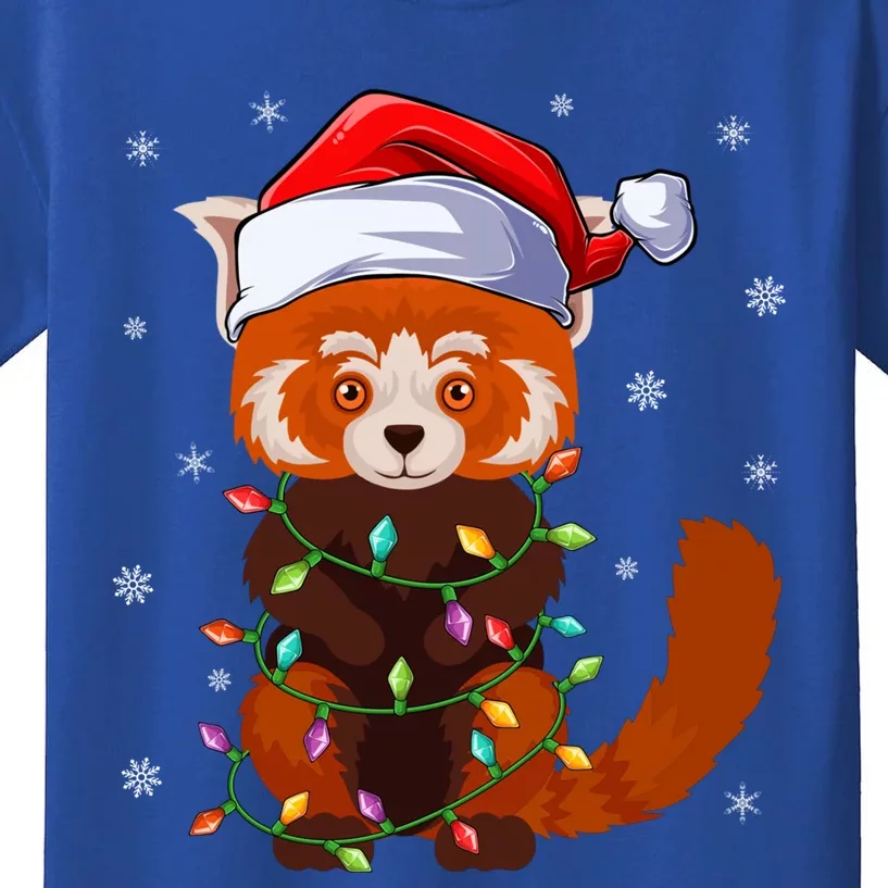 Funny Red Panda Xmas Matching Santa Hat Red Panda Christmas Gift Kids T-Shirt