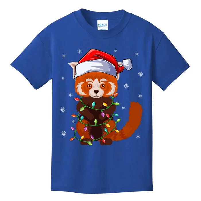 Funny Red Panda Xmas Matching Santa Hat Red Panda Christmas Gift Kids T-Shirt