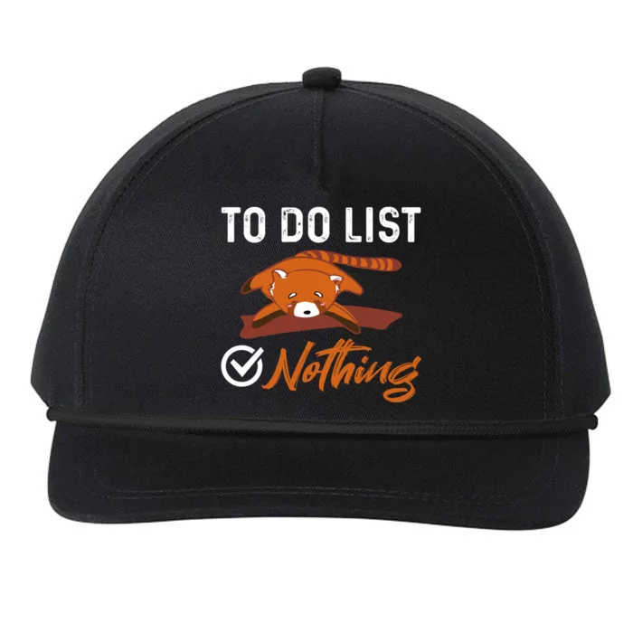 Funny Red Panda Lover To Do List Checkbox Nothing Lazy Relax Gift Snapback Five-Panel Rope Hat