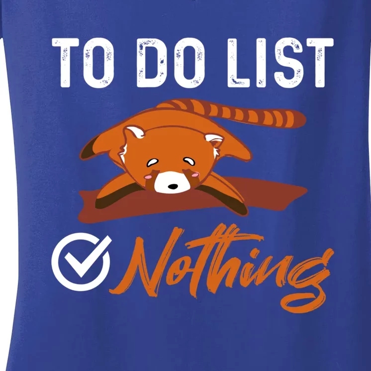 Funny Red Panda Lover To Do List Checkbox Nothing Lazy Relax Gift Women's V-Neck T-Shirt