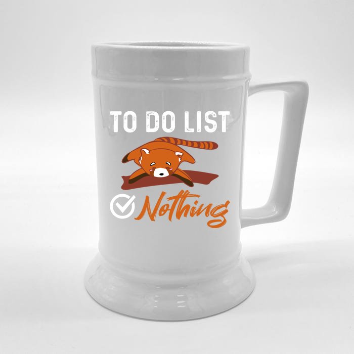 Funny Red Panda Lover To Do List Checkbox Nothing Lazy Relax Gift Front & Back Beer Stein