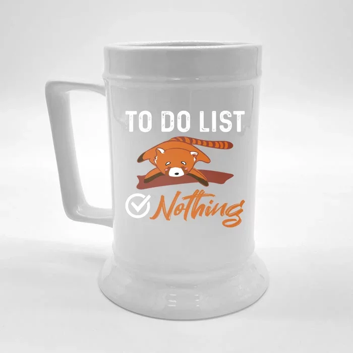 Funny Red Panda Lover To Do List Checkbox Nothing Lazy Relax Gift Front & Back Beer Stein