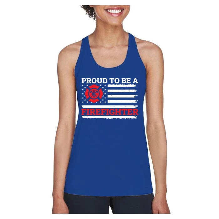 Fire Rescue Proud To Be A Firefighter Cool Gift Women's Racerback Tank