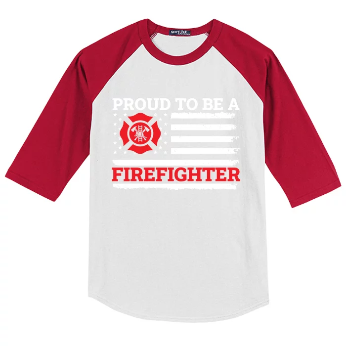 Fire Rescue Proud To Be A Firefighter Cool Gift Kids Colorblock Raglan Jersey