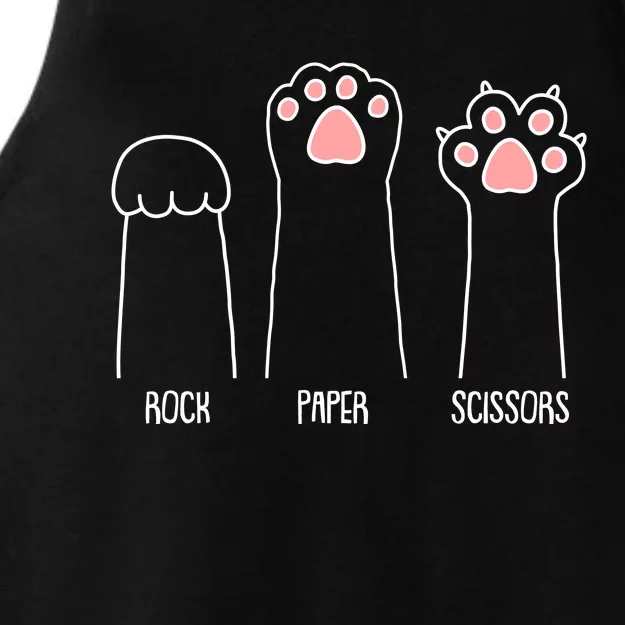 Funny Rock Paper Scissors Cat Paws Ladies Tri-Blend Wicking Tank