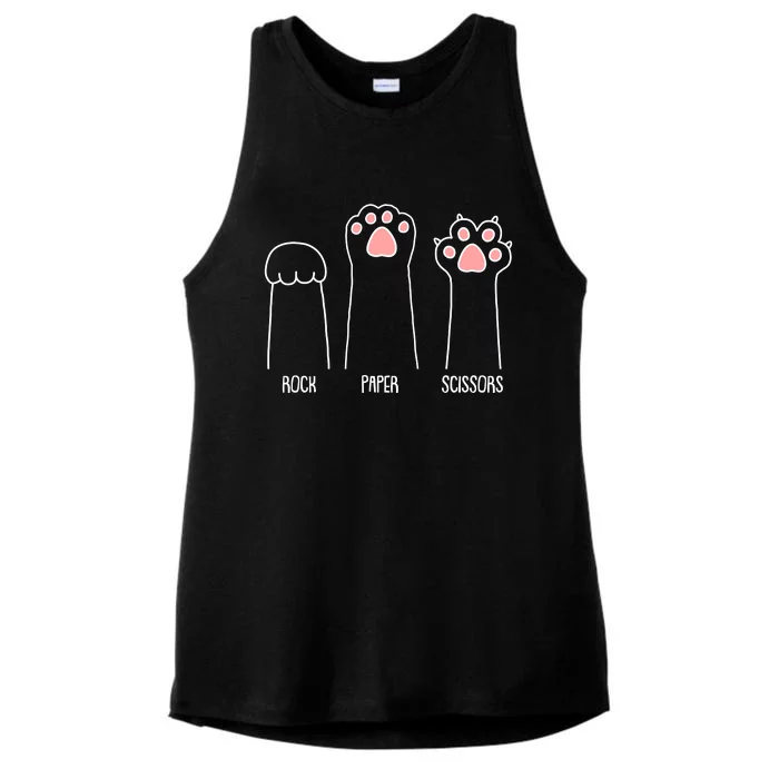 Funny Rock Paper Scissors Cat Paws Ladies Tri-Blend Wicking Tank