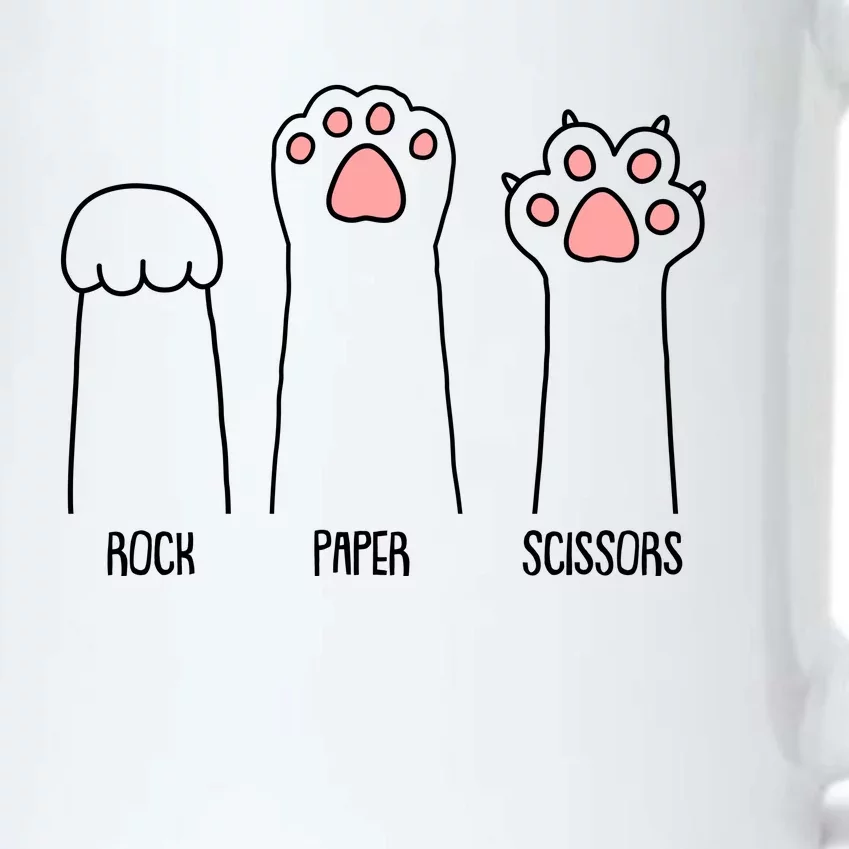 Funny Rock Paper Scissors Cat Paws Black Color Changing Mug