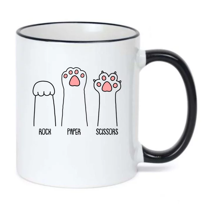 Funny Rock Paper Scissors Cat Paws Black Color Changing Mug