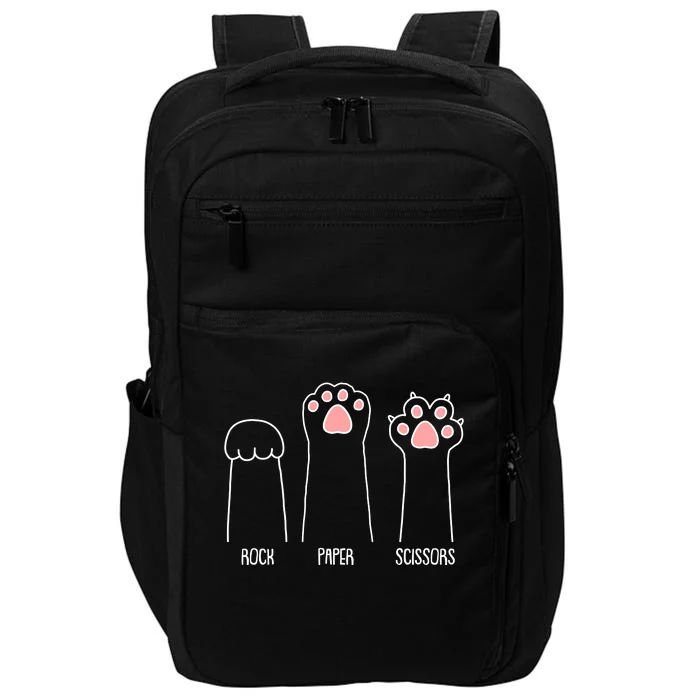 Funny Rock Paper Scissors Cat Paws Impact Tech Backpack