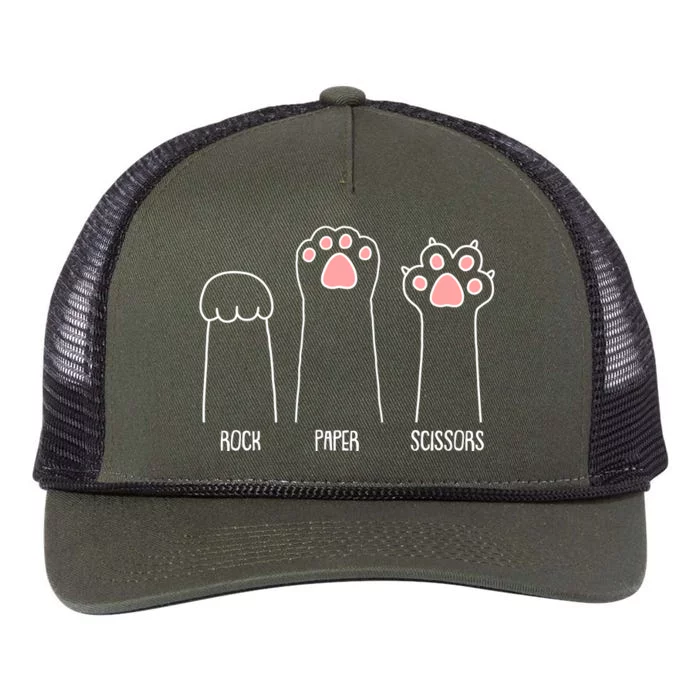 Funny Rock Paper Scissors Cat Paws Retro Rope Trucker Hat Cap