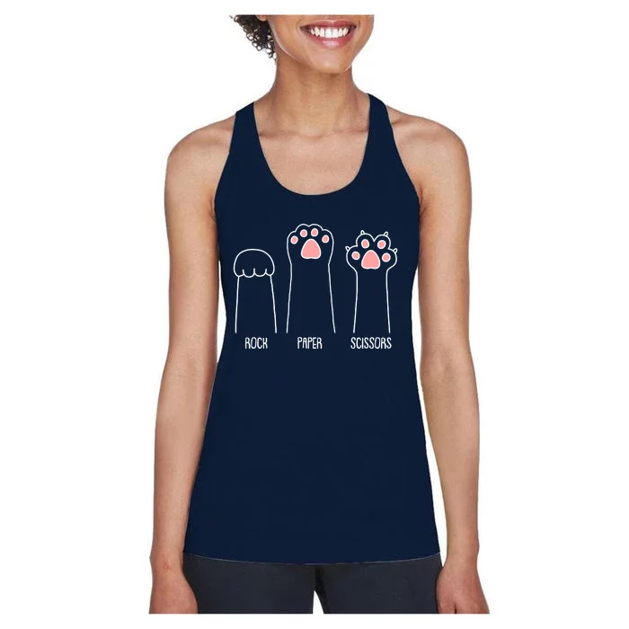 Funny Rock Paper Scissors Cat Paws Women's Racerback Tank