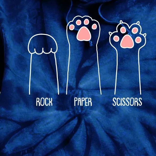 Funny Rock Paper Scissors Cat Paws Tie Dye Hoodie