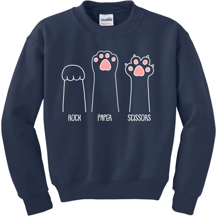 Funny Rock Paper Scissors Cat Paws Kids Sweatshirt