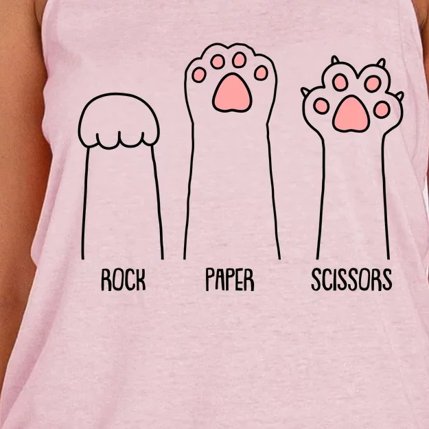 Funny Rock Paper Scissors Cat Paws Women's Knotted Racerback Tank