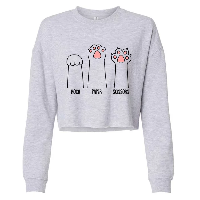 Funny Rock Paper Scissors Cat Paws Cropped Pullover Crew