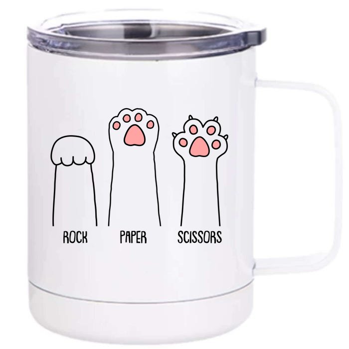 Funny Rock Paper Scissors Cat Paws Front & Back 12oz Stainless Steel Tumbler Cup