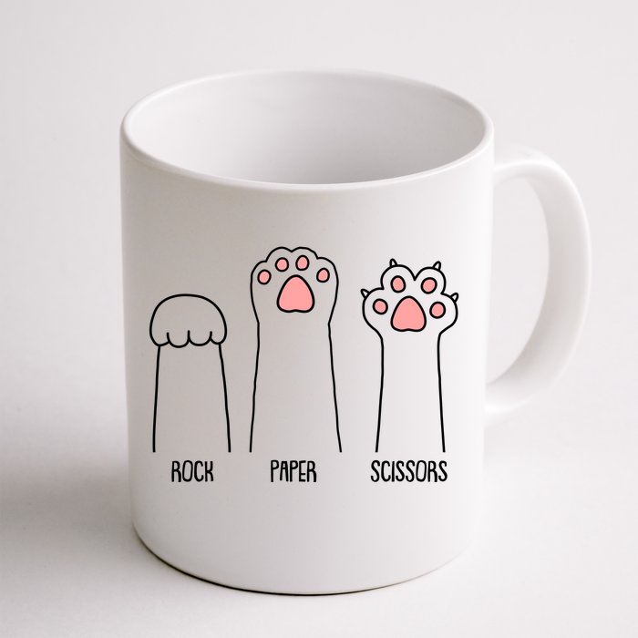 Funny Rock Paper Scissors Cat Paws Front & Back Coffee Mug