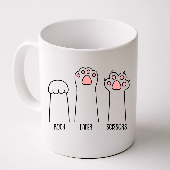 Funny Rock Paper Scissors Cat Paws Front & Back Coffee Mug