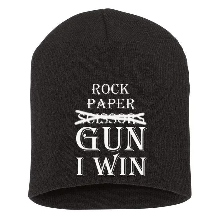 Funny Rock Paper Gun I Win Short Acrylic Beanie