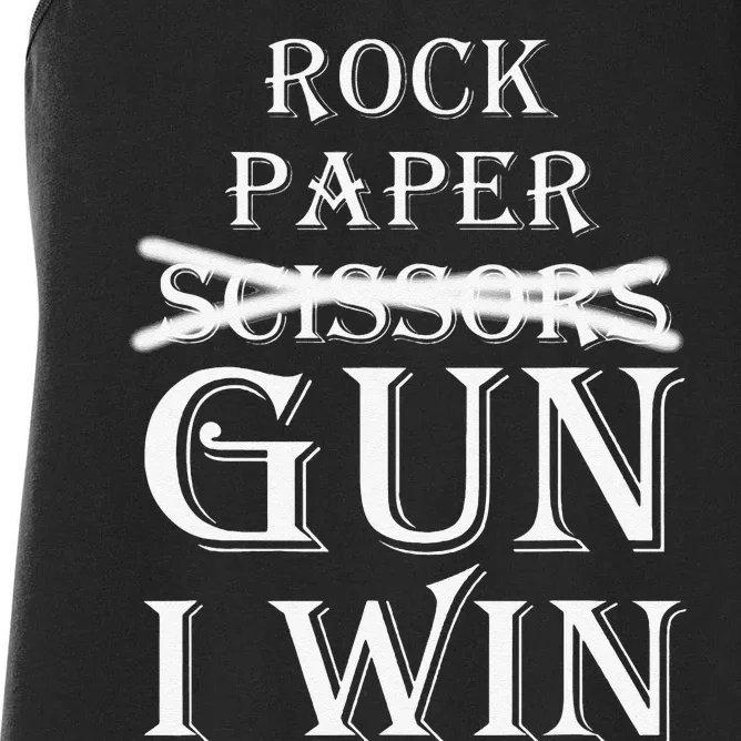 Funny Rock Paper Gun I Win Women's Racerback Tank