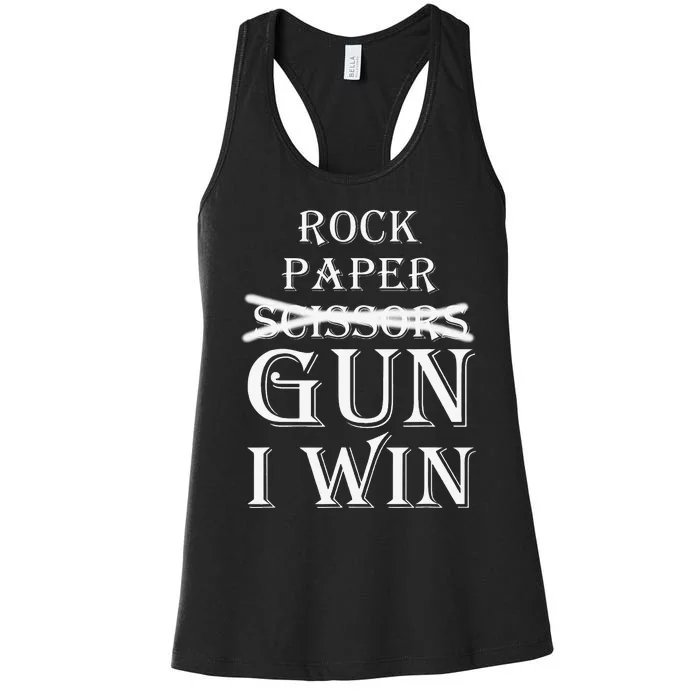 Funny Rock Paper Gun I Win Women's Racerback Tank