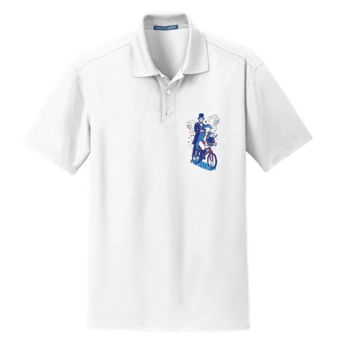 Free Ride President Funny 4th Of July Dry Zone Grid Performance Polo