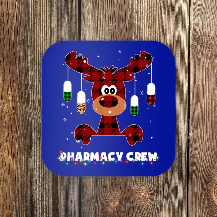 Funny Red Plaid Reindeer Pharmacy Crew Christmas Gift Great Gift Coaster