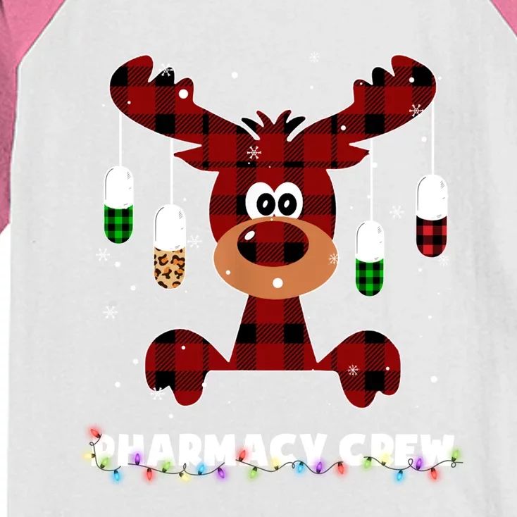 Funny Red Plaid Reindeer Pharmacy Crew Christmas Gift Great Gift Kids Colorblock Raglan Jersey