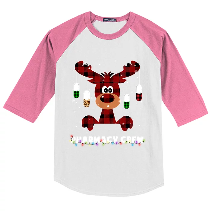 Funny Red Plaid Reindeer Pharmacy Crew Christmas Gift Great Gift Kids Colorblock Raglan Jersey