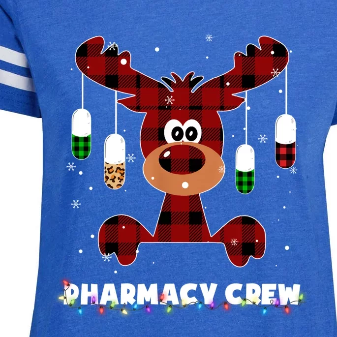 Funny Red Plaid Reindeer Pharmacy Crew Christmas Gift Great Gift Enza Ladies Jersey Football T-Shirt