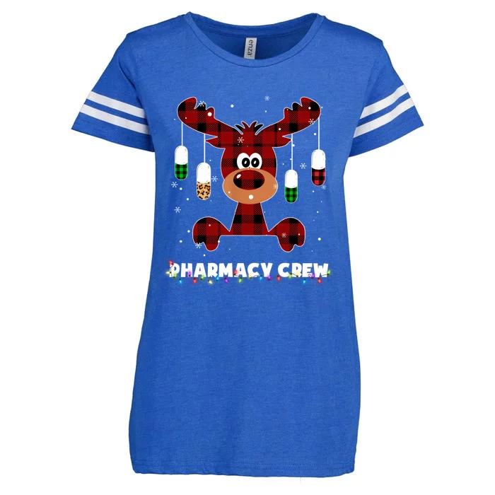 Funny Red Plaid Reindeer Pharmacy Crew Christmas Gift Great Gift Enza Ladies Jersey Football T-Shirt