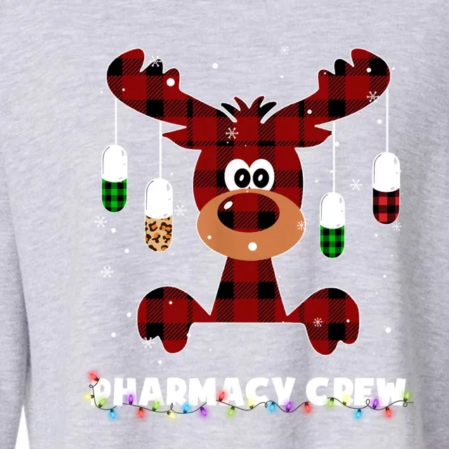 Funny Red Plaid Reindeer Pharmacy Crew Christmas Gift Great Gift Cropped Pullover Crew