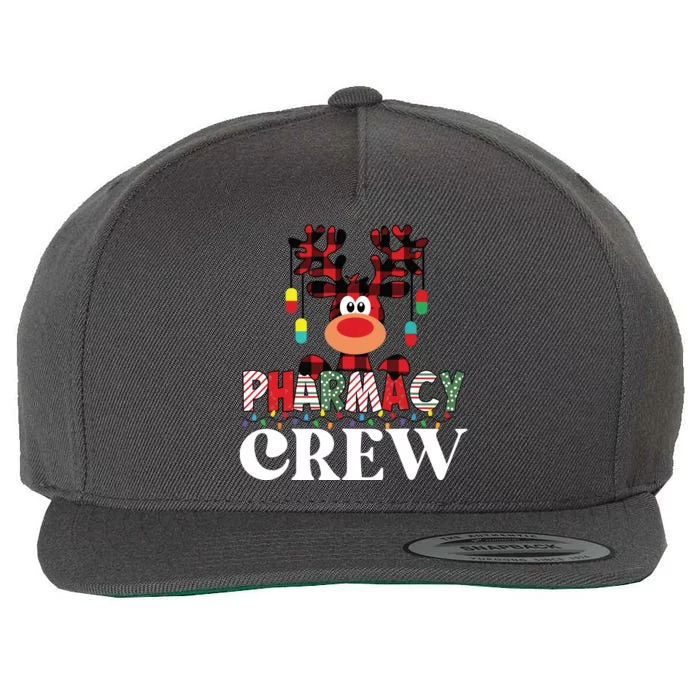 Funny Red Plaid Reindeer Pharmacy Crew Christmas Wool Snapback Cap